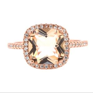 Sterling Silver 925 Rose Gold Ring W/CZ
